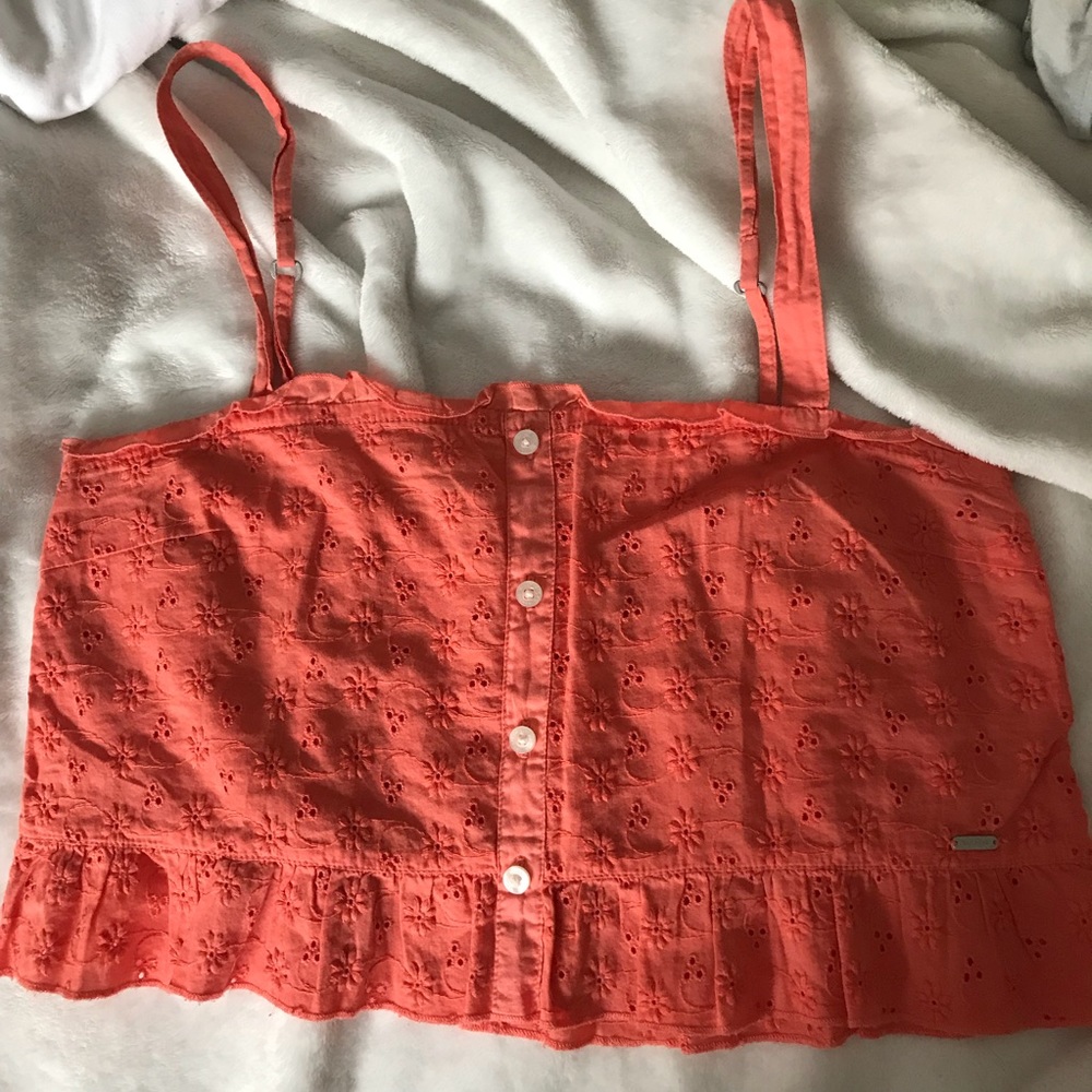 Orange lace crop top